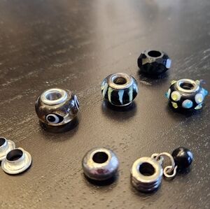 Kids Black Glass Bead Charm - Decorative Jewelry Accent